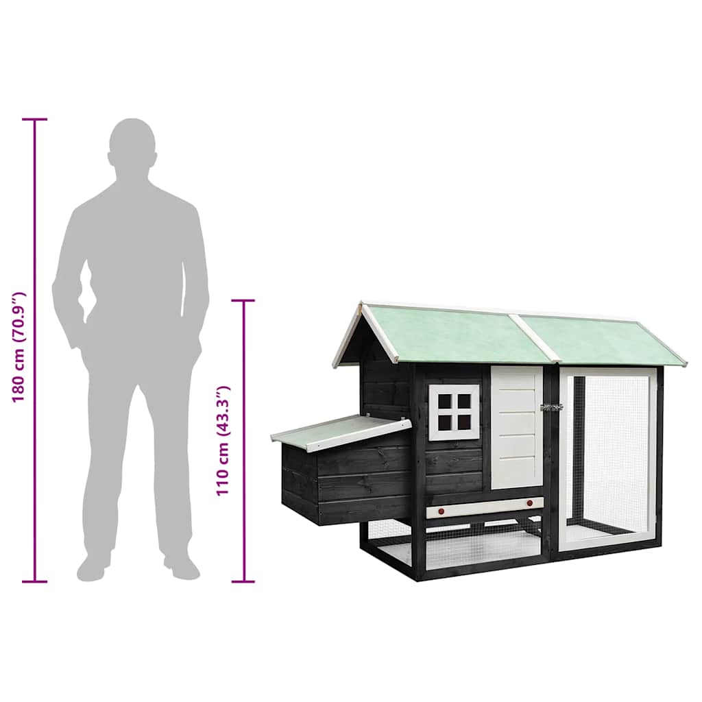 Chicken Cage Grey 170x81x110 cm Solid Pine & Fir Wood