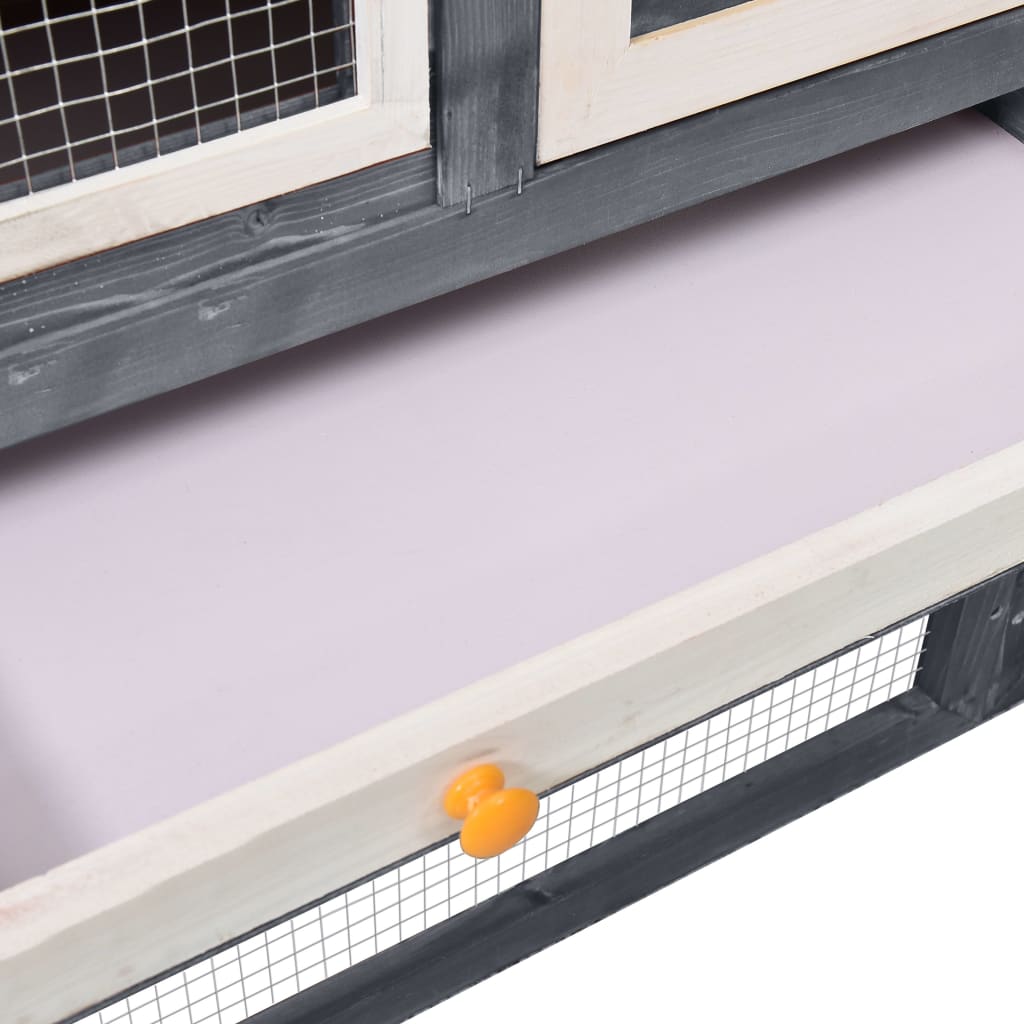 Rabbit Hutch Grey And White 140x63x120 Cm Solid Firwood