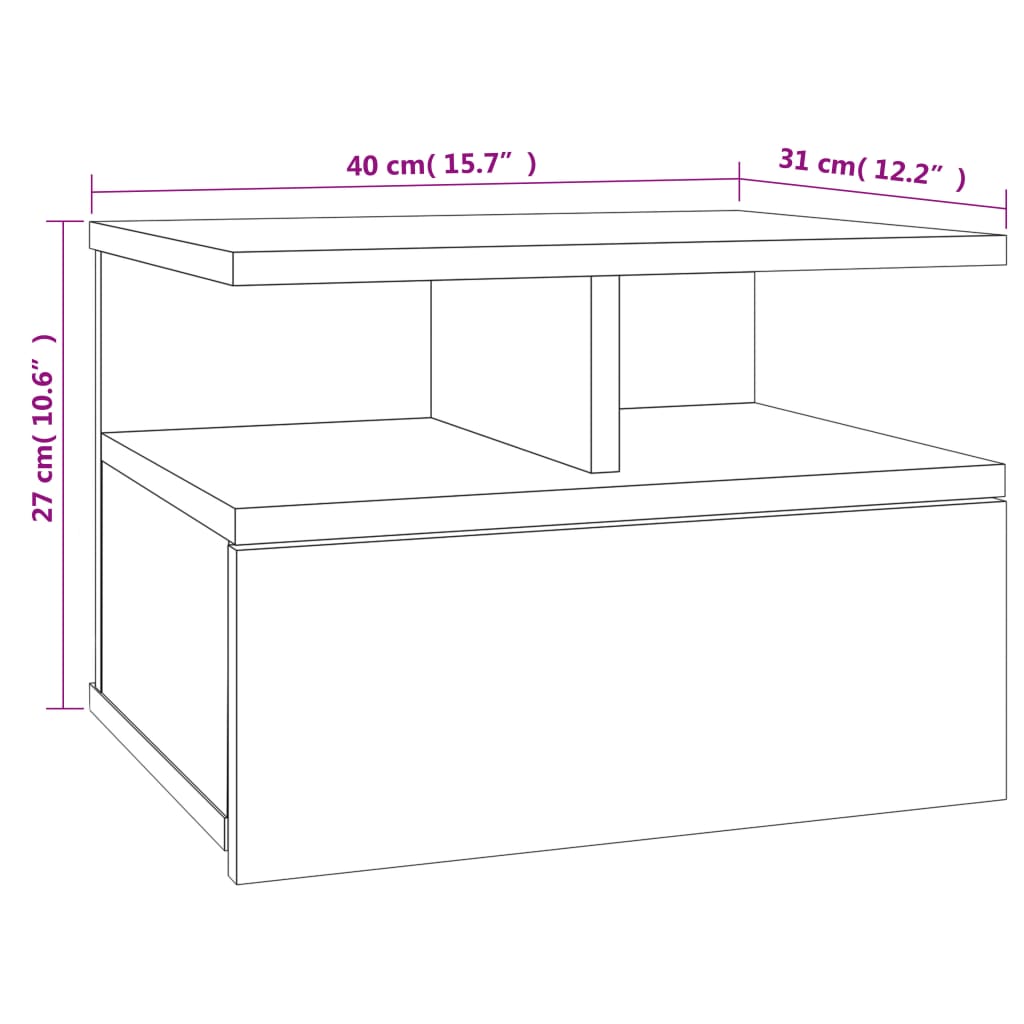 Floating Nightstand Sonoma Oak 40x31x27 cm Engineered Wood