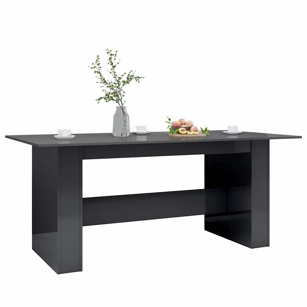 Dining Table High Gloss Grey 180x90x76 cm Engineered Wood