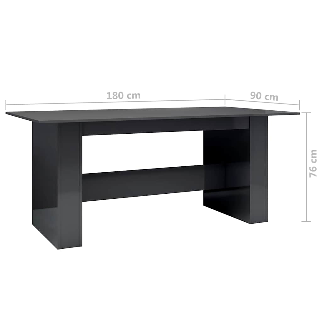 Dining Table High Gloss Grey 180x90x76 cm Engineered Wood