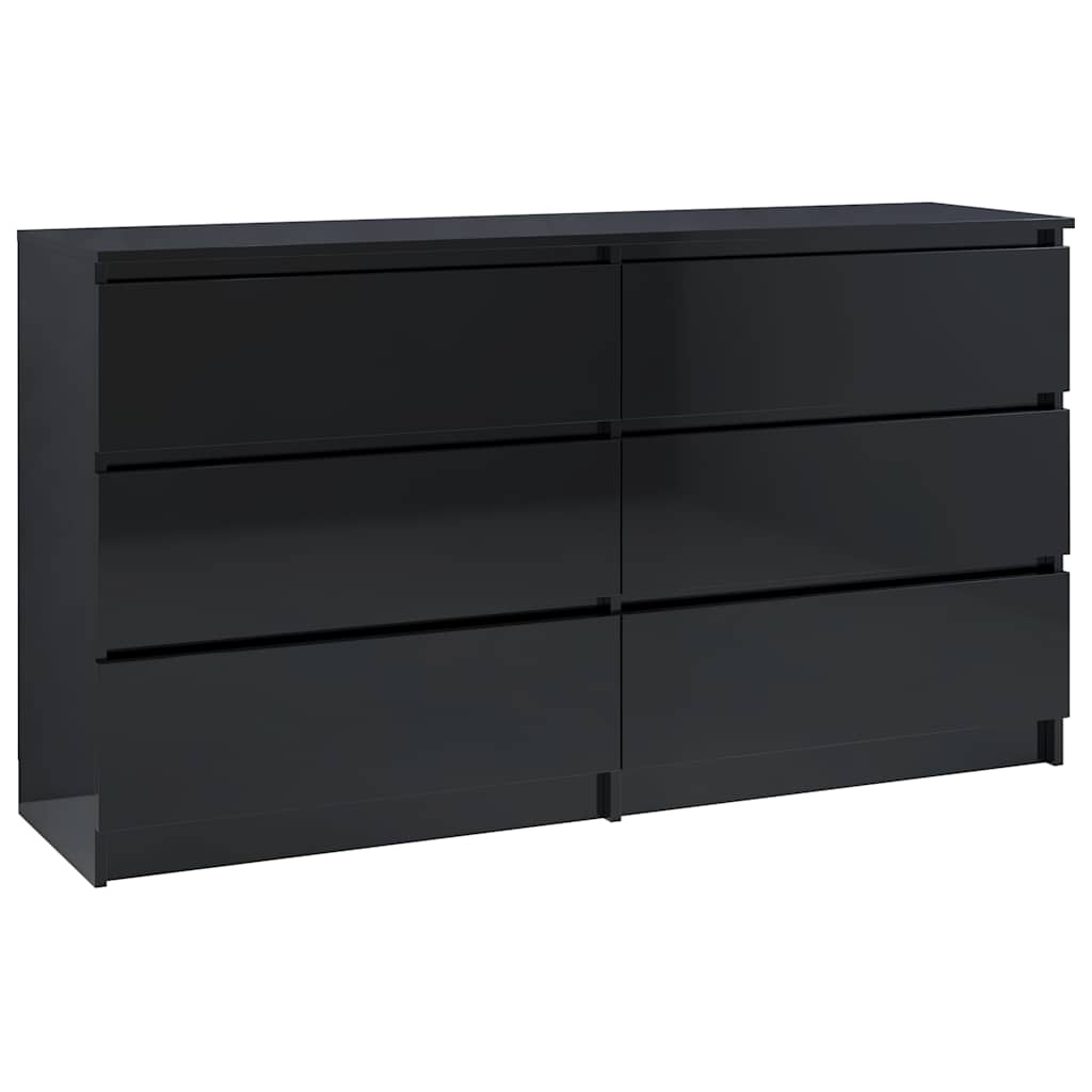 Sideboard High Gloss Black 140x35x76 cm Engineered Wood
