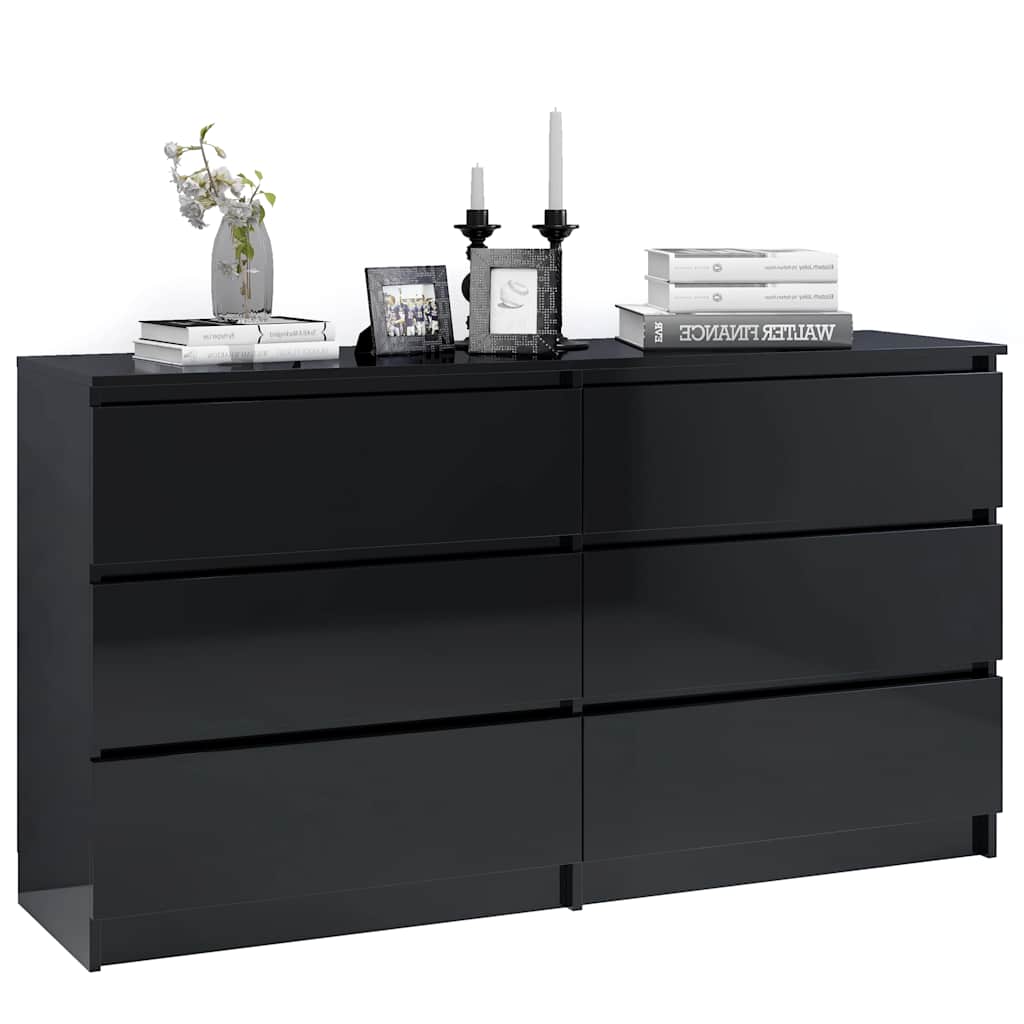 Sideboard High Gloss Black 140x35x76 cm Engineered Wood