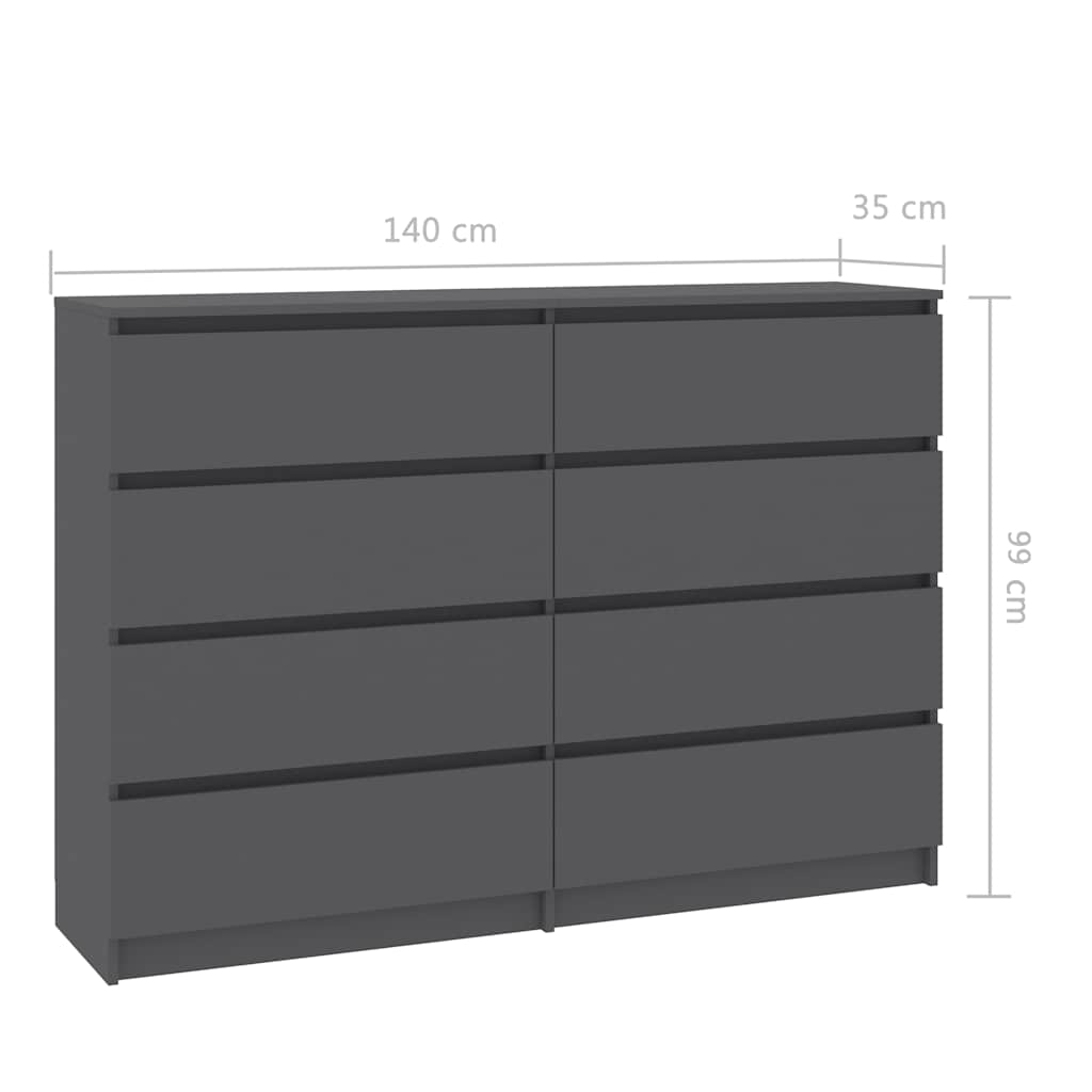 Sideboard Grey 140x35x99 cm Engineered Wood