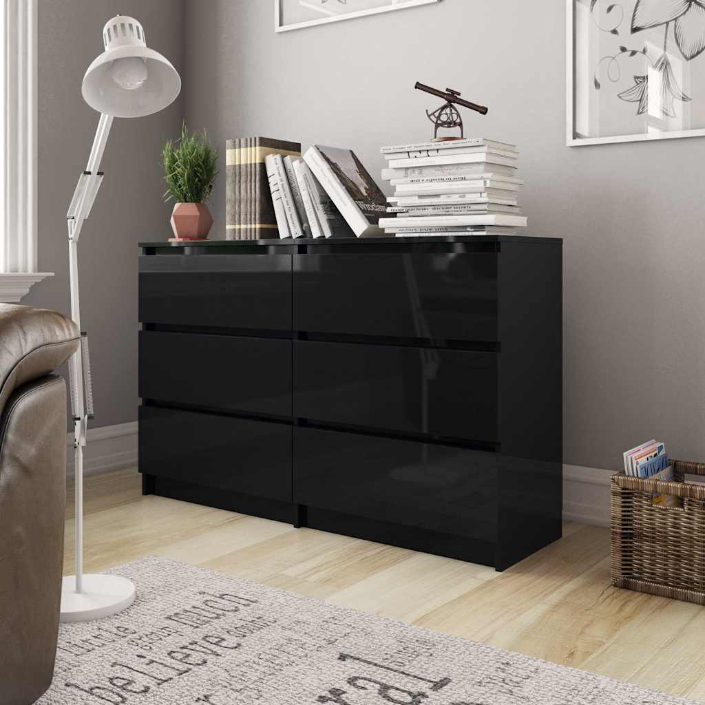 Sideboard High Gloss Black 120x35x76 cm Engineered Wood