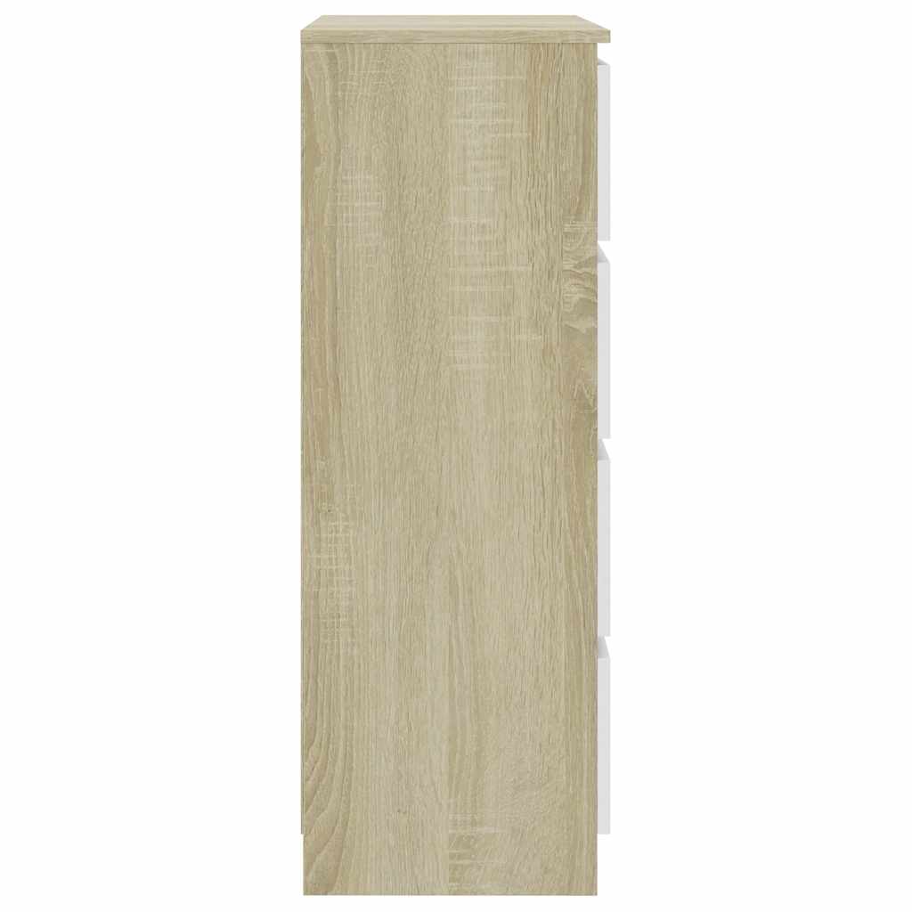 Sideboard White and Sonoma Oak 60x35x98.5 cm Engineered Wood