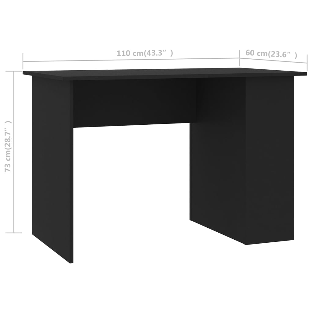 Desk Black 110x60x73 cm Engineered Wood