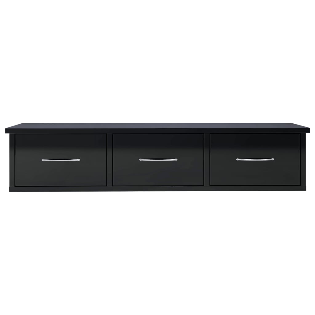 Wall-mounted Drawer Shelf High Gloss Black 88x26x18.5 cm Engineered Wood