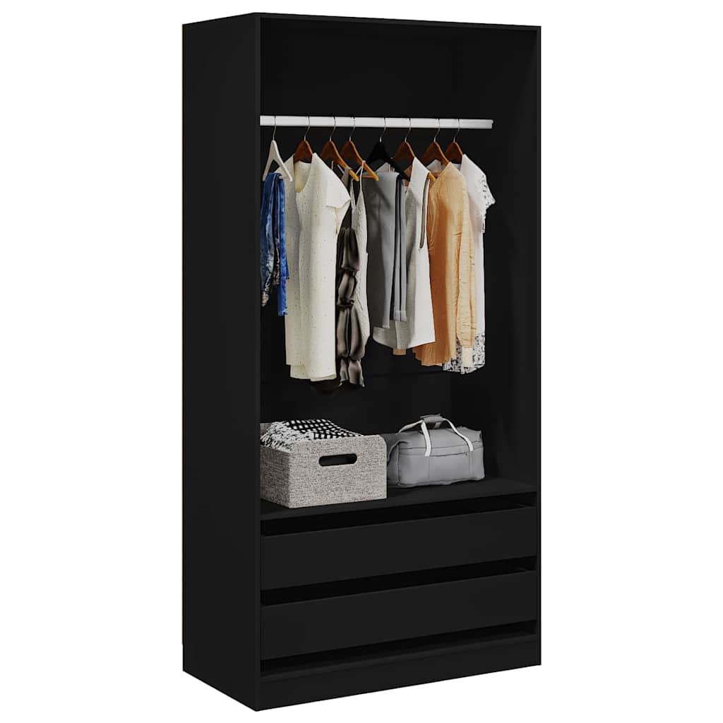 Wardrobe Black 100x50x200 cm Engineered Wood
