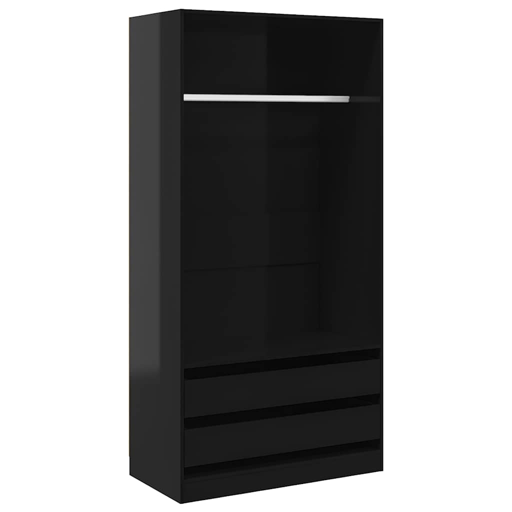 Wardrobe High Gloss Black 100x50x200 cm Engineered Wood