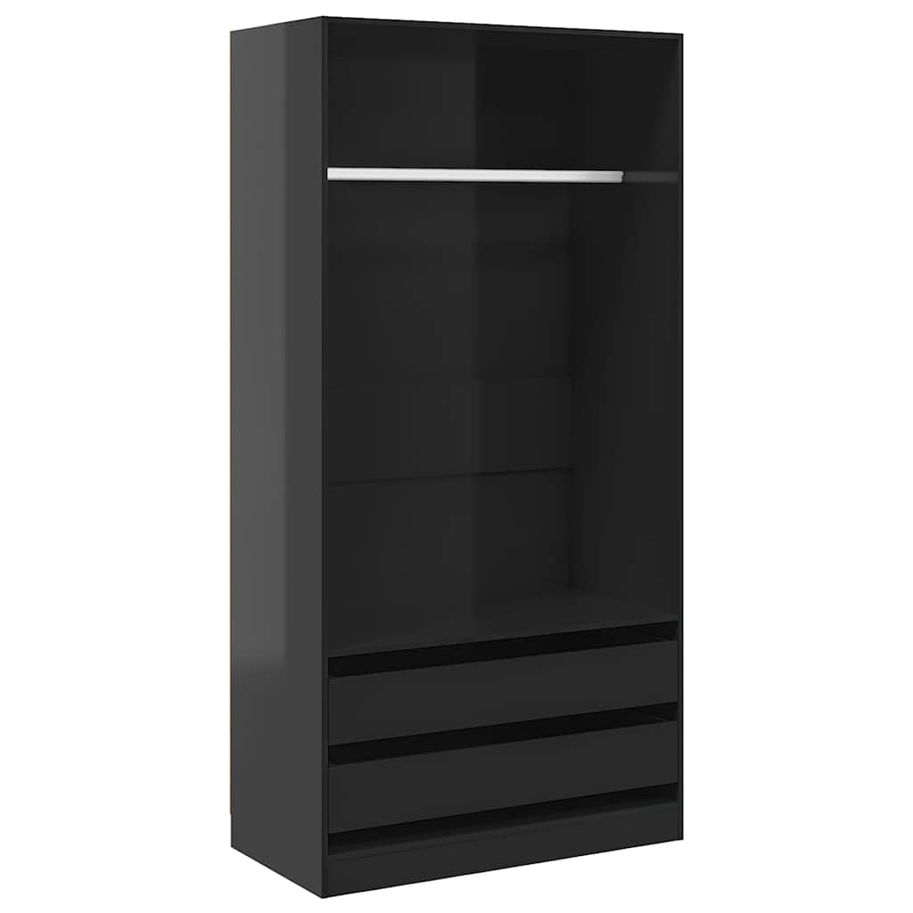 Wardrobe High Gloss Grey 100x50x200 cm Engineered Wood