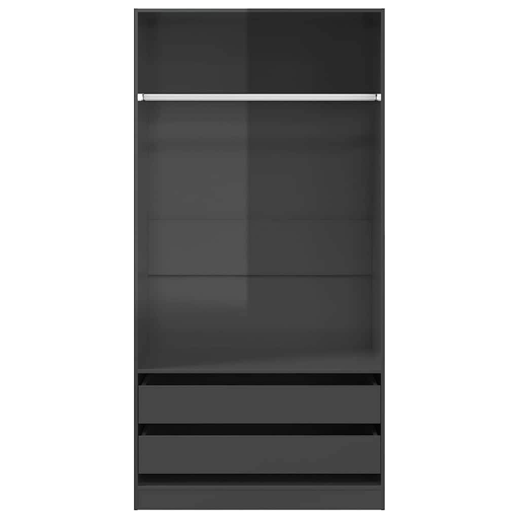 Wardrobe High Gloss Grey 100x50x200 cm Engineered Wood