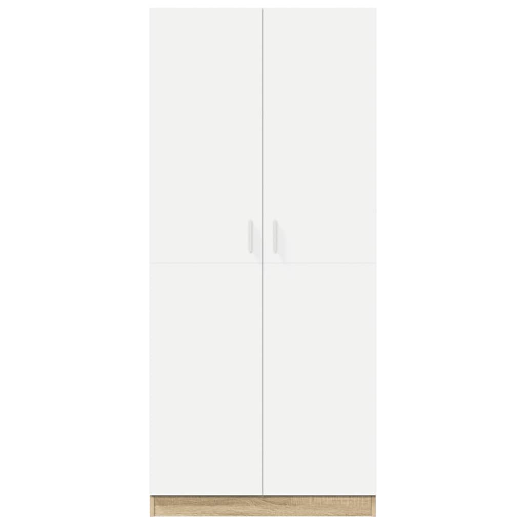 Wardrobe White and Sonoma Oak 80x52x180 cm Engineered Wood