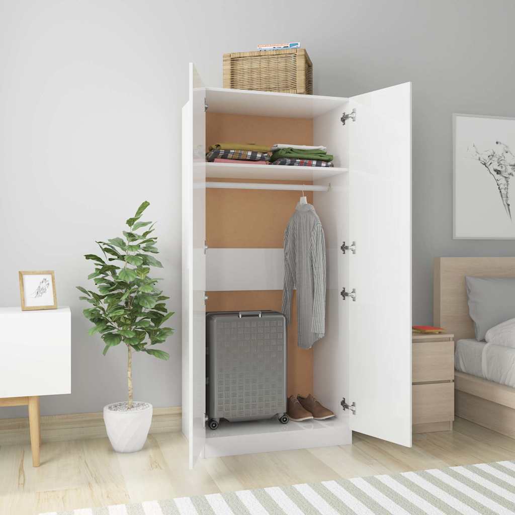 Wardrobe High Gloss White 80x52x180 cm Engineered Wood