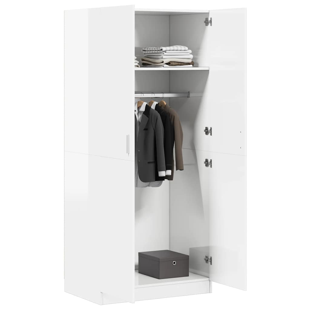 Wardrobe High Gloss White 80x52x180 cm Engineered Wood