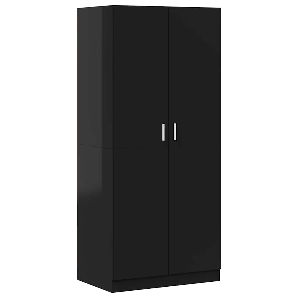 Wardrobe High Gloss Black 80x52x180 cm Engineered Wood