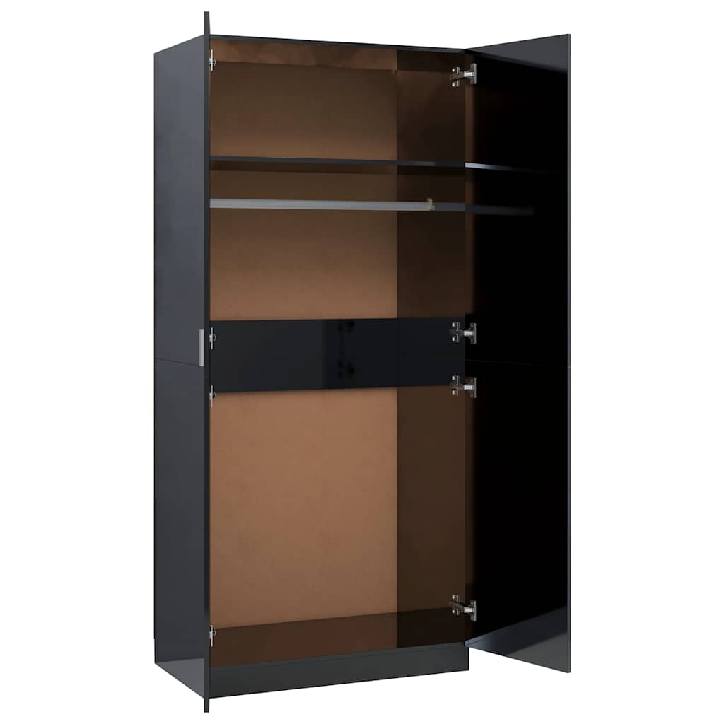 Wardrobe High Gloss Black 80x52x180 cm Engineered Wood