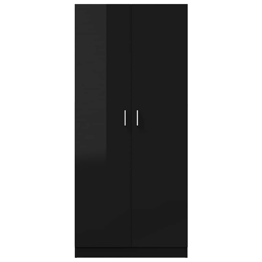 Wardrobe High Gloss Black 80x52x180 cm Engineered Wood