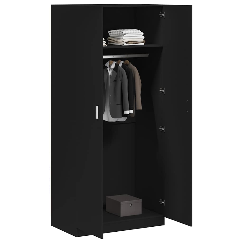Wardrobe Black 90x52x200 cm Engineered Wood