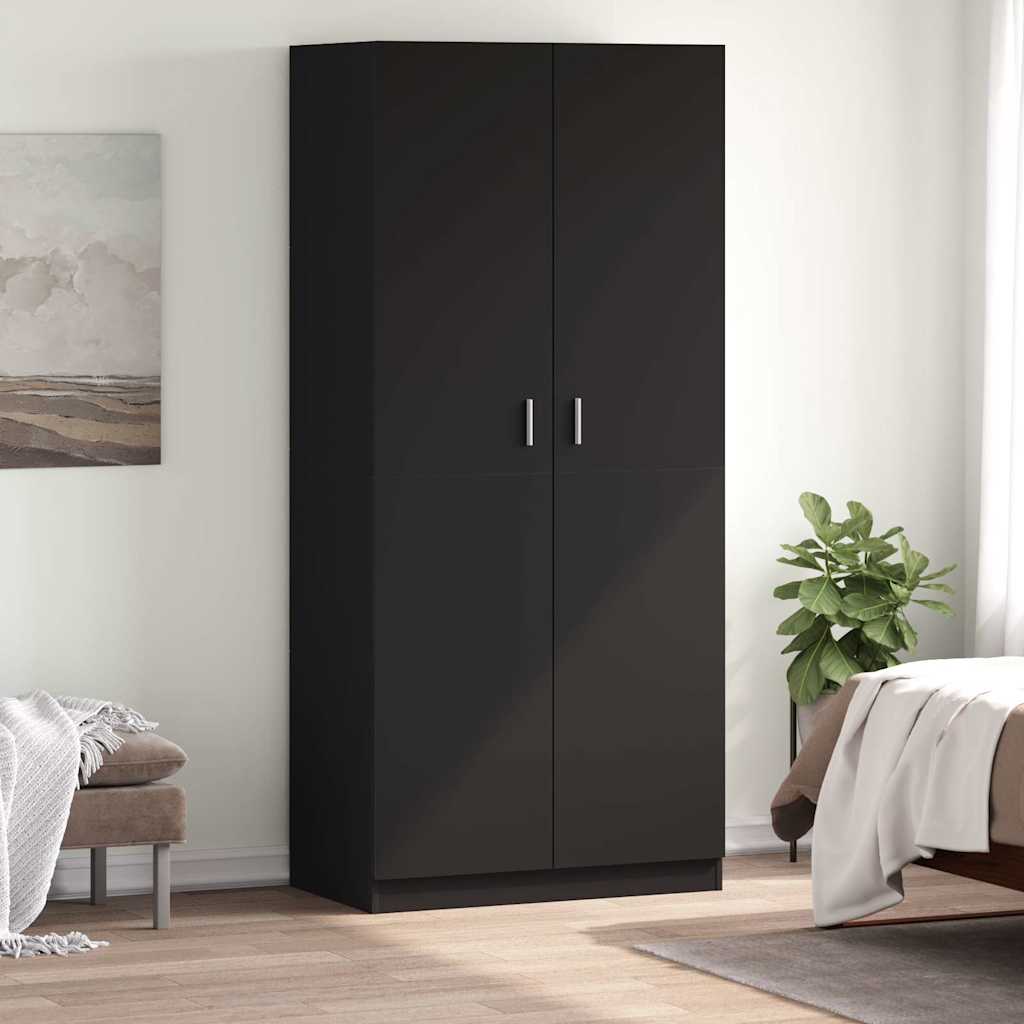 Wardrobe Black 90x52x200 cm Engineered Wood