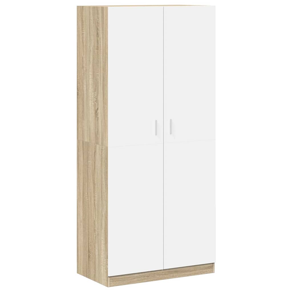 Wardrobe White and Sonoma Oak 90x52x200 cm Engineered Wood