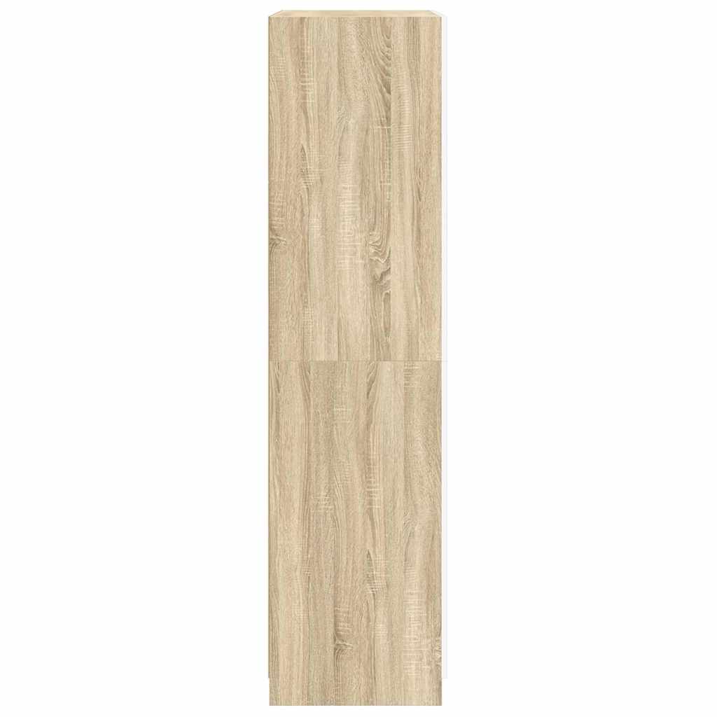 Wardrobe White and Sonoma Oak 90x52x200 cm Engineered Wood