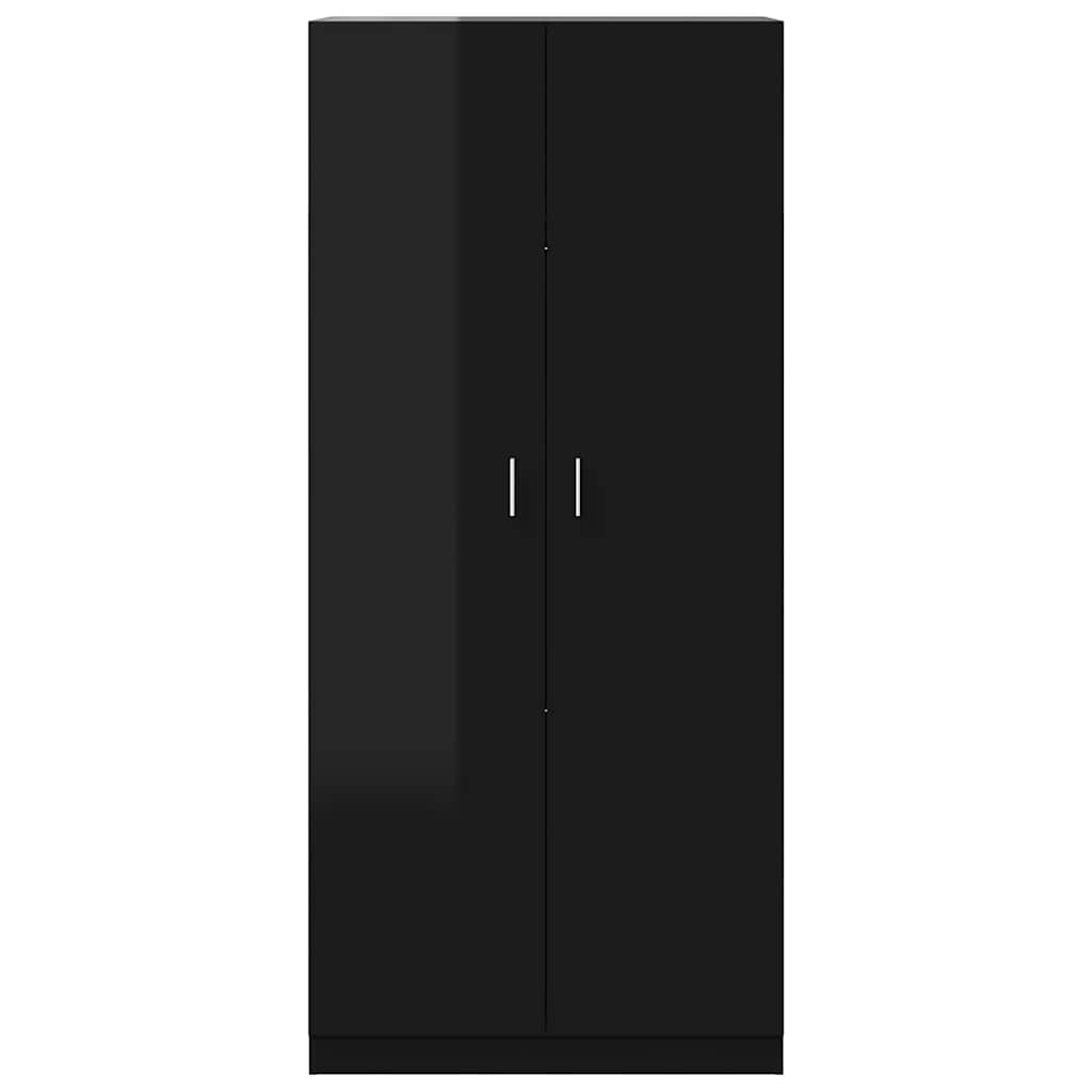 Wardrobe High Gloss Black 90x52x200 cm Engineered Wood