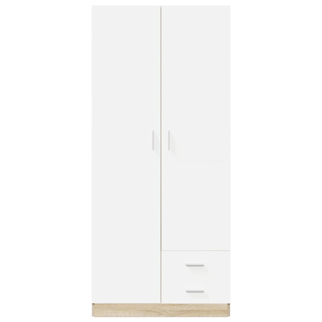 Wardrobe White and Sonoma Oak 80x52x180 cm Engineered Wood