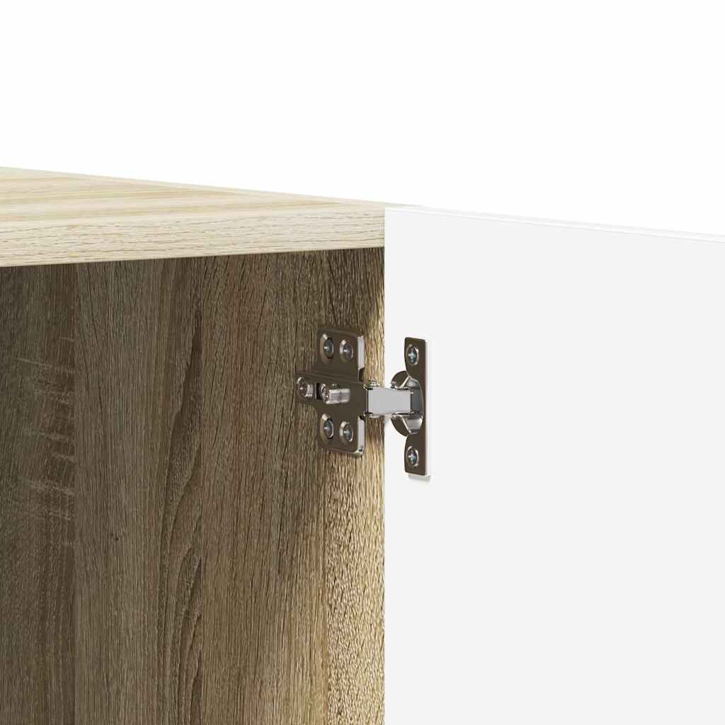Wardrobe White and Sonoma Oak 80x52x180 cm Engineered Wood