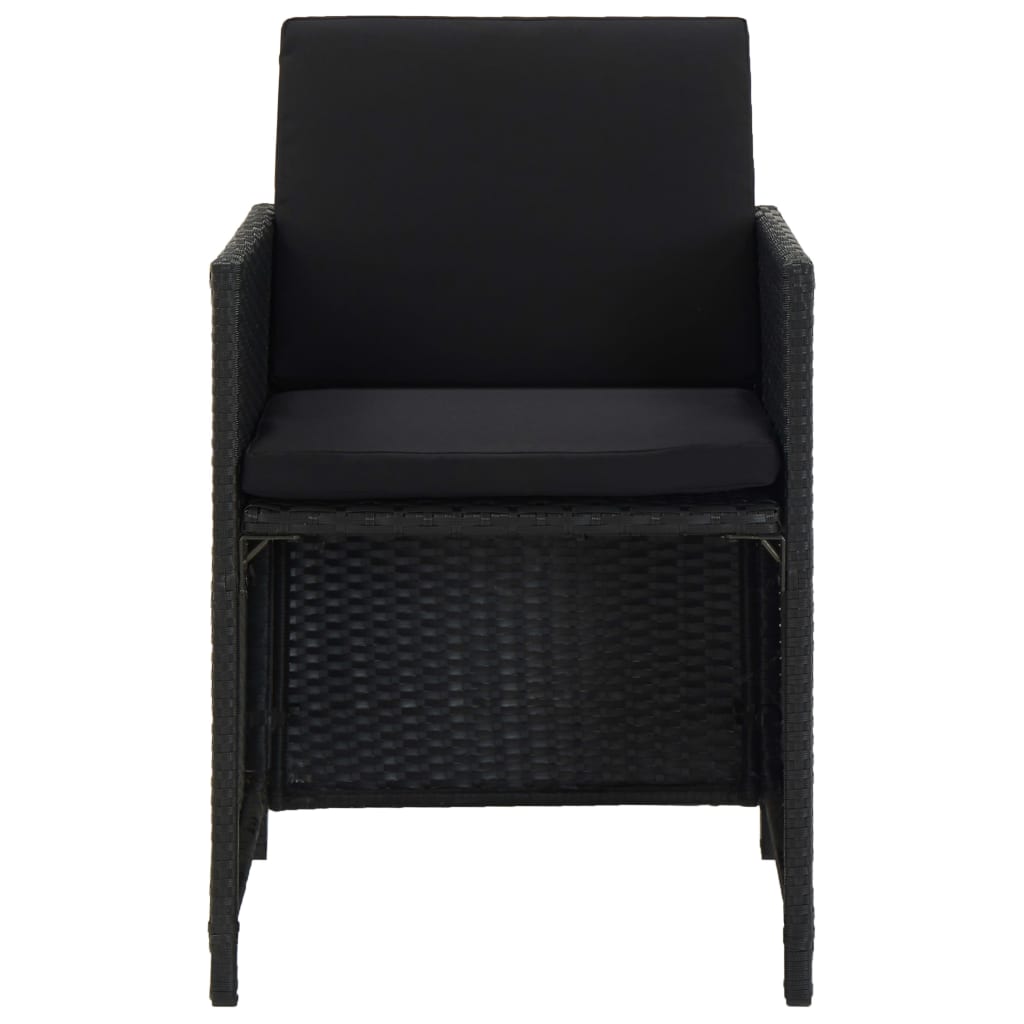 13 Piece Outdoor Dining Set with Cushions Poly Rattan Black