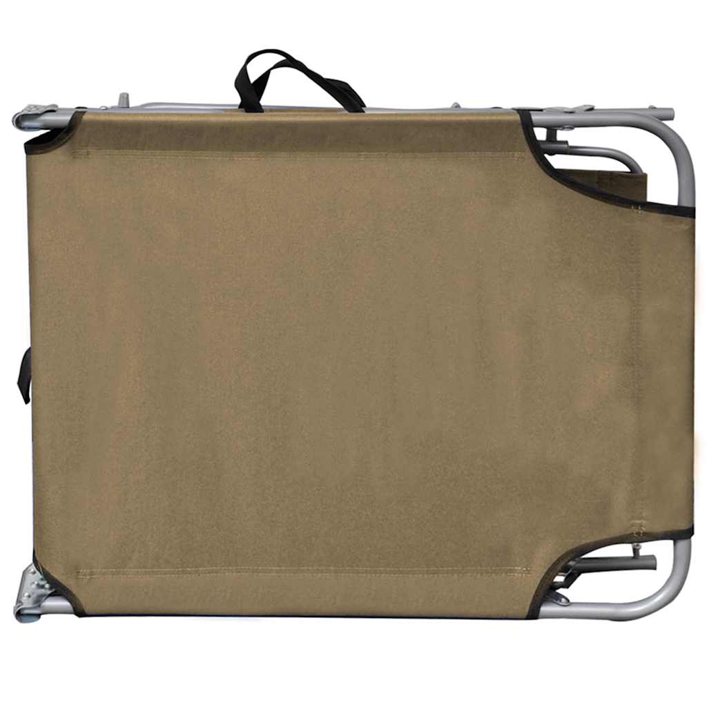 Folding Sun Lounger with Canopy Taupe Aluminium