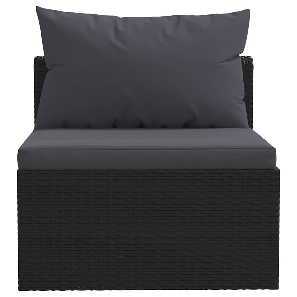 9 Piece Garden Lounge Set with Cushions Poly Rattan Black