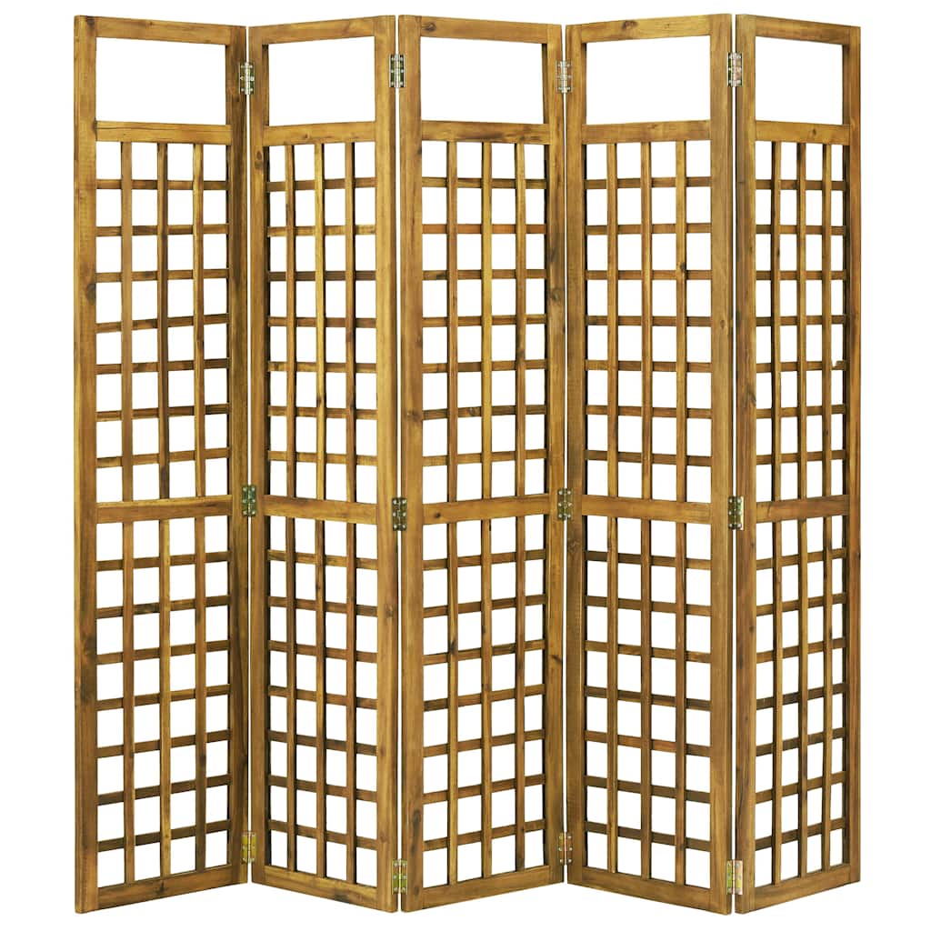5-Panel Room Divider/Trellis Solid Acacia Wood 200x170 cm