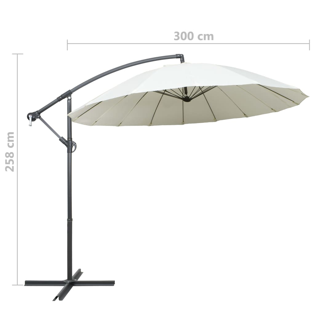 Hanging Garden Parasol White 3 m Aluminium Pole