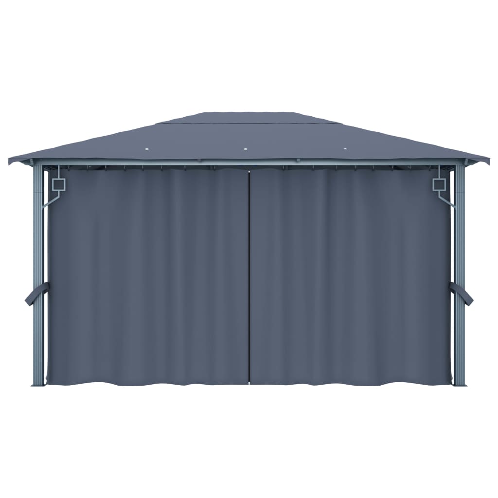 Gazebo with Curtain 400x300 cm Anthracite Aluminium