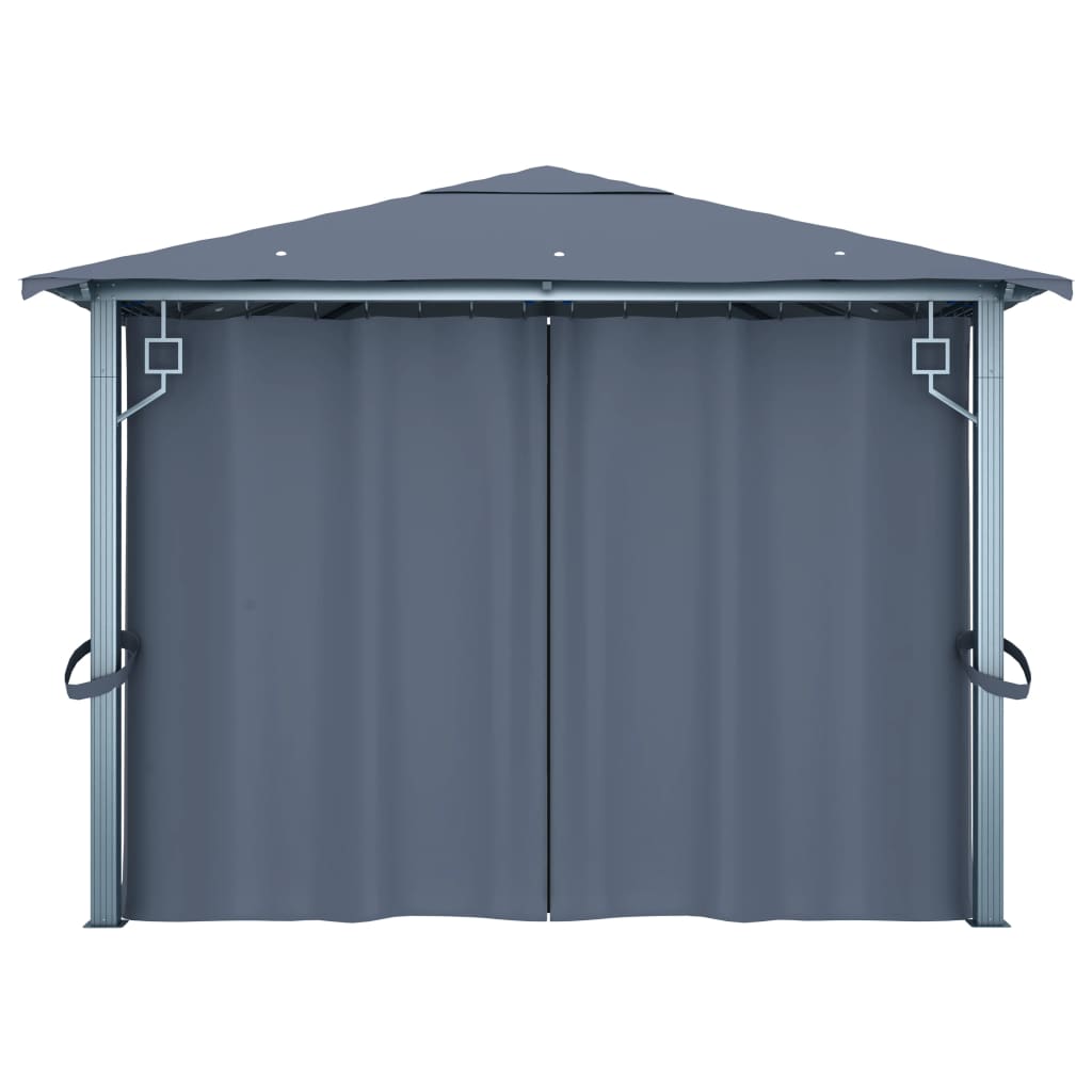Gazebo with Curtain 400x300 cm Anthracite Aluminium