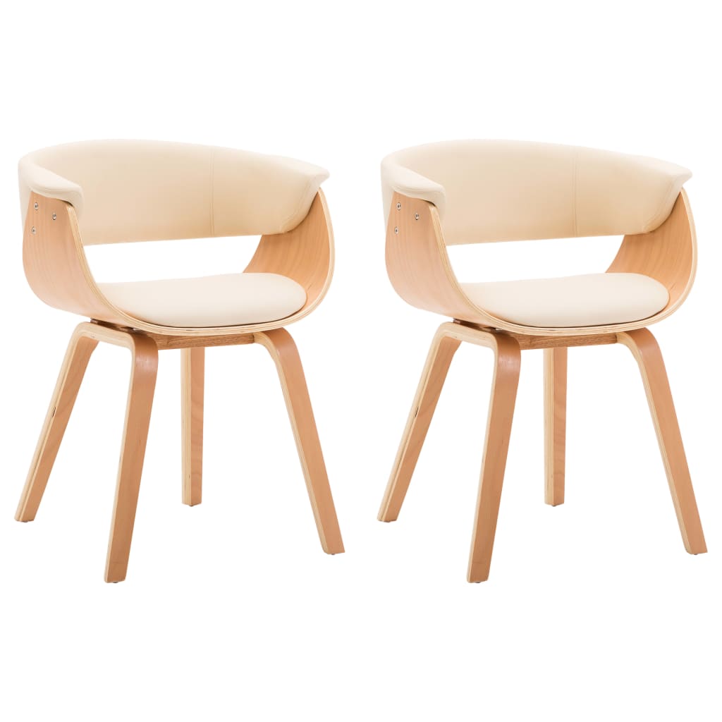 Dining Chairs 2 pcs Cream Bent Wood and Faux Leather