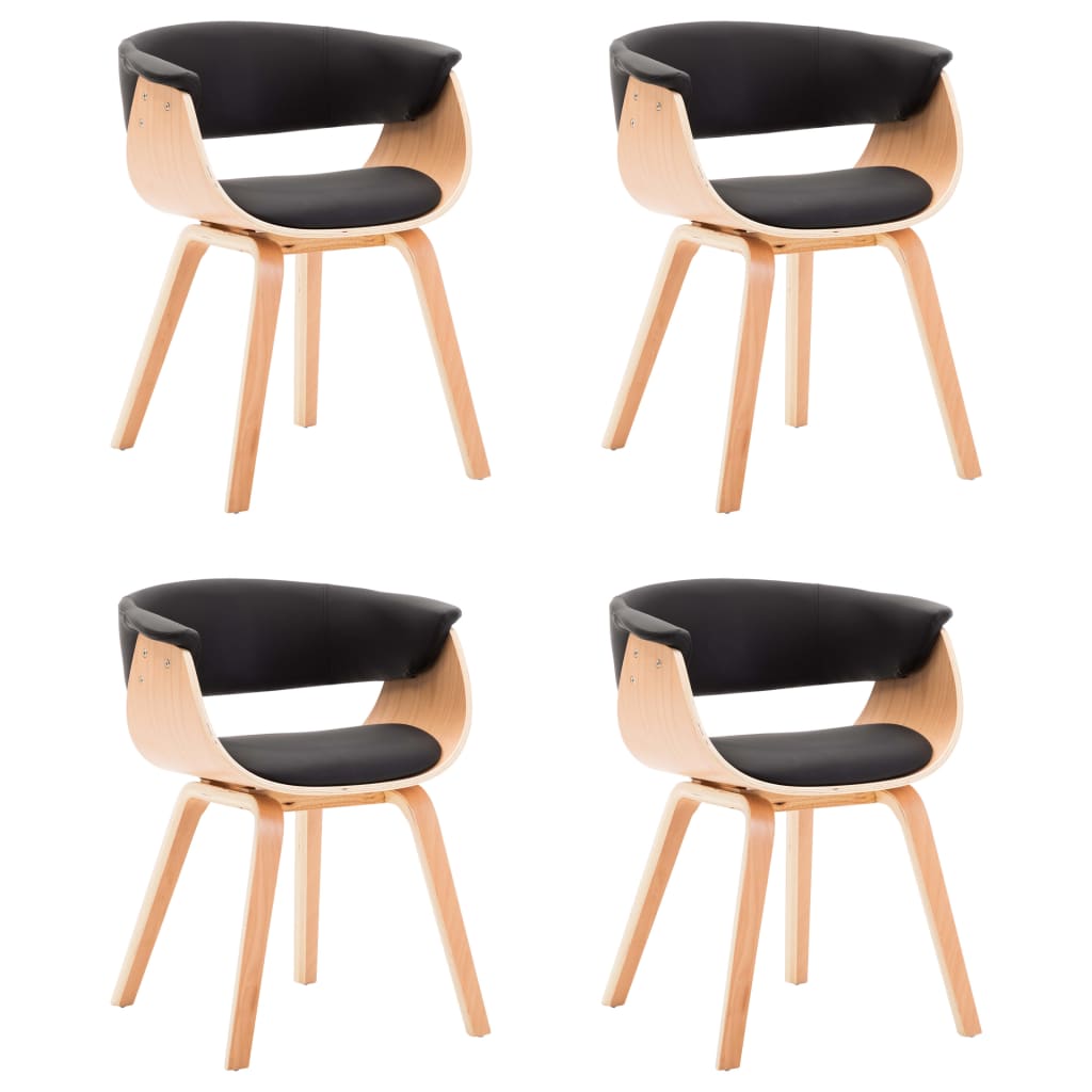 Dining Chairs 4 pcs Black Bent Wood and Faux Leather