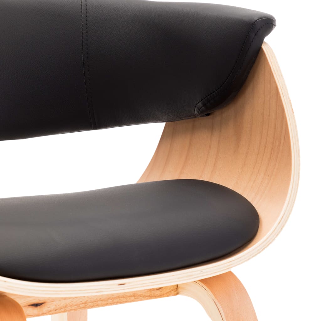 Dining Chairs 4 pcs Black Bent Wood and Faux Leather