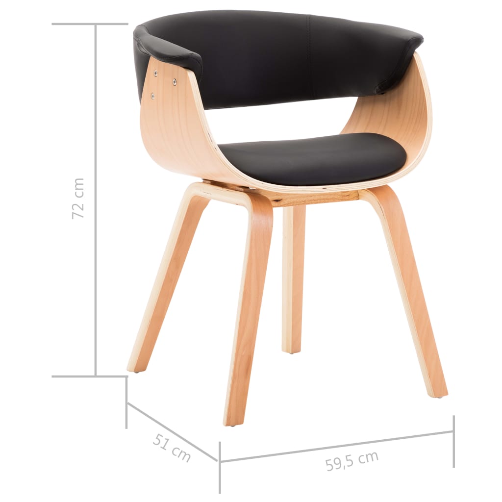 Dining Chairs 4 pcs Black Bent Wood and Faux Leather