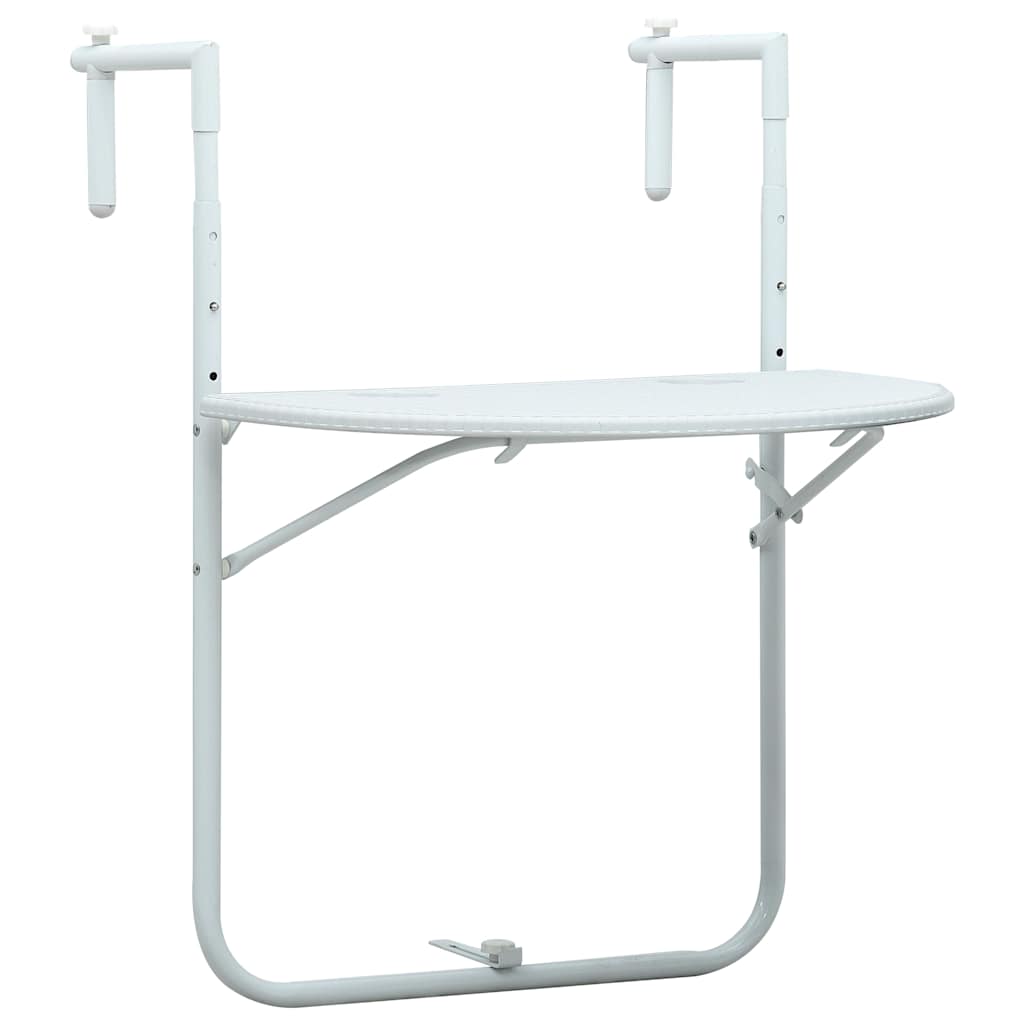 Hanging Balcony Table White 60x64x83.5 cm Plastic Rattan Look