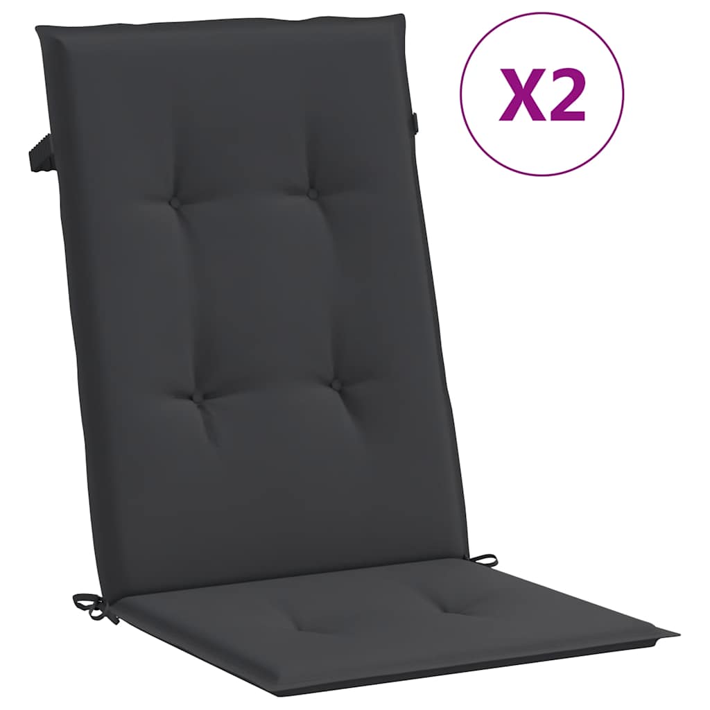 Garden Highback Chair Cushions 2 pcs Black 120x50x3 cm Fabric