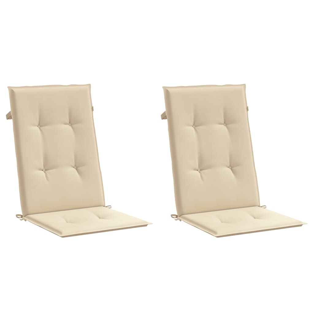 Garden Highback Chair Cushions 2 pcs Beige 120x50x3 cm Fabric
