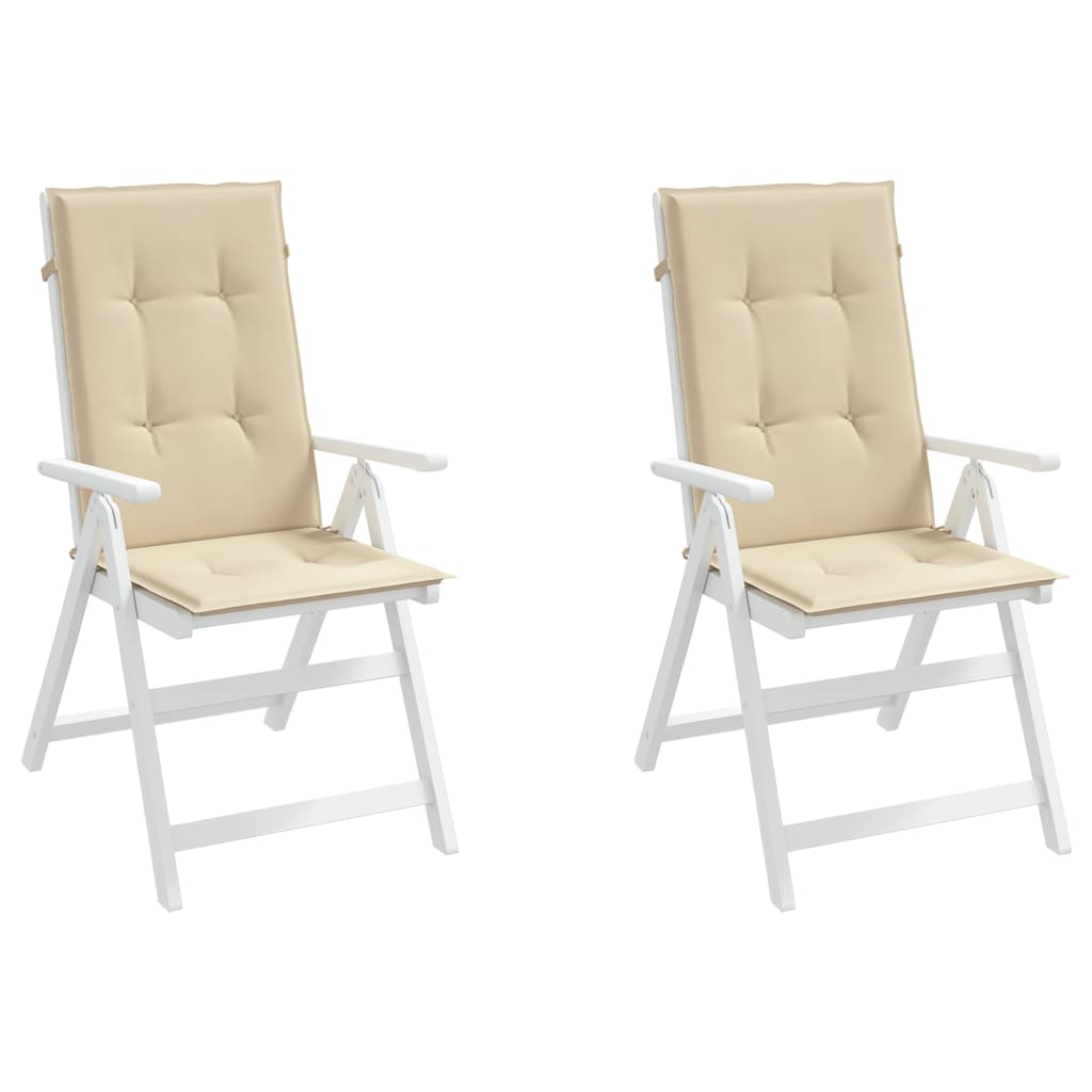 Garden Highback Chair Cushions 2 pcs Beige 120x50x3 cm Fabric