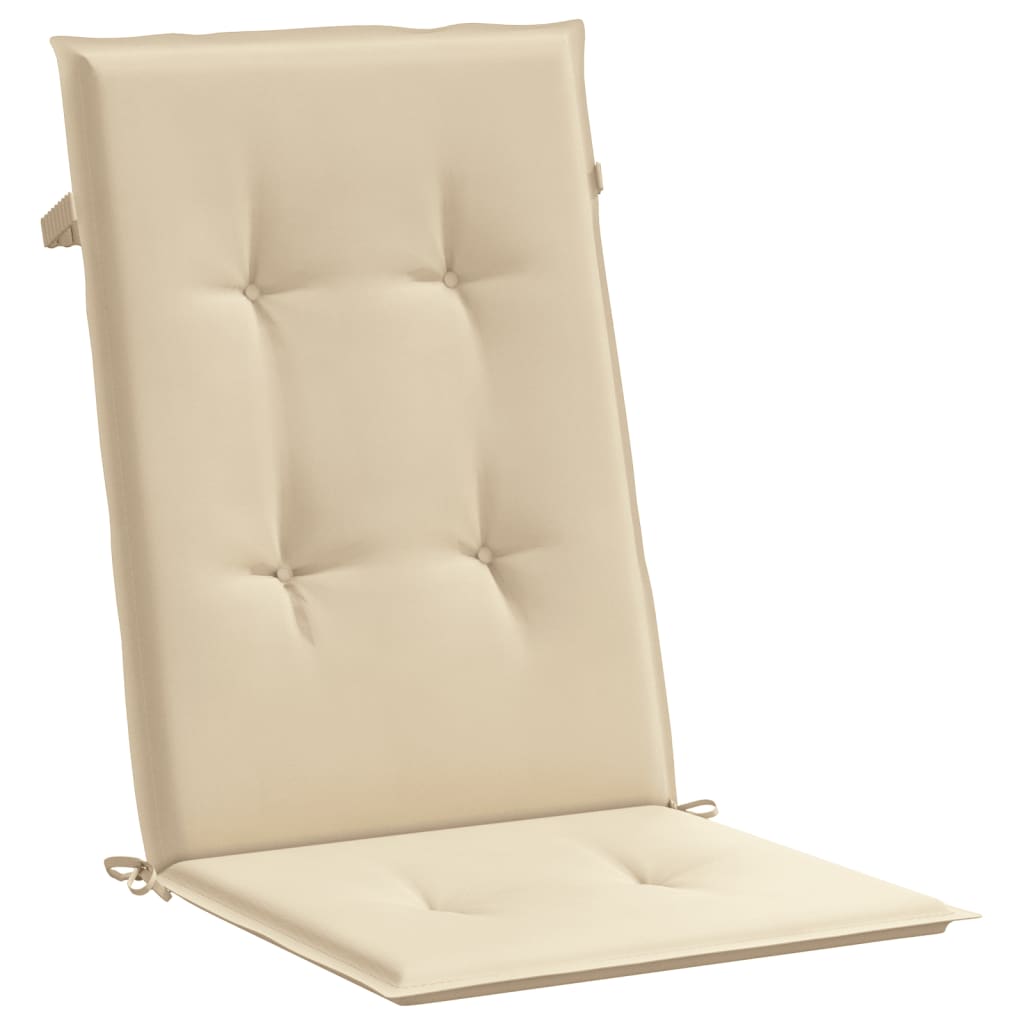 Garden Highback Chair Cushions 2 pcs Beige 120x50x3 cm Fabric