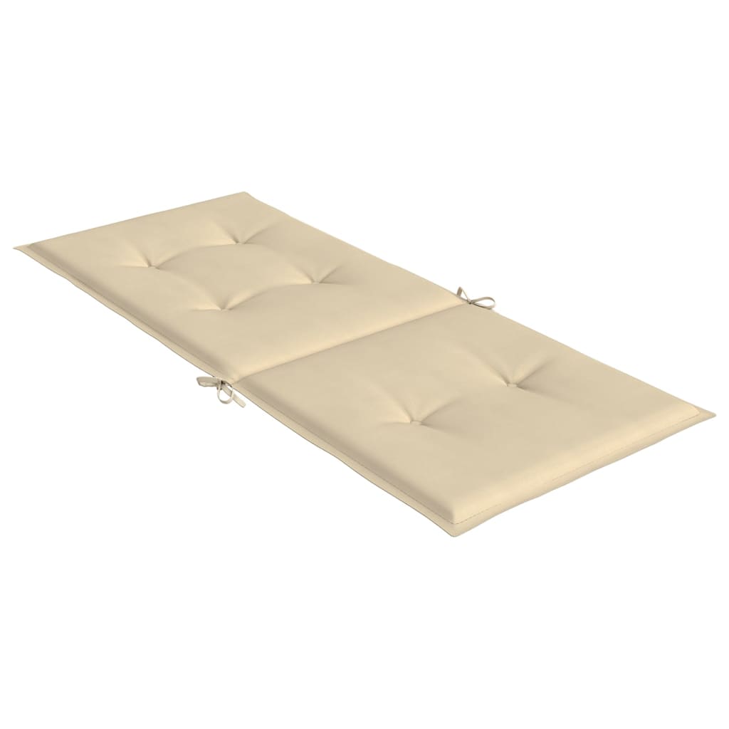 Garden Highback Chair Cushions 2 pcs Beige 120x50x3 cm Fabric