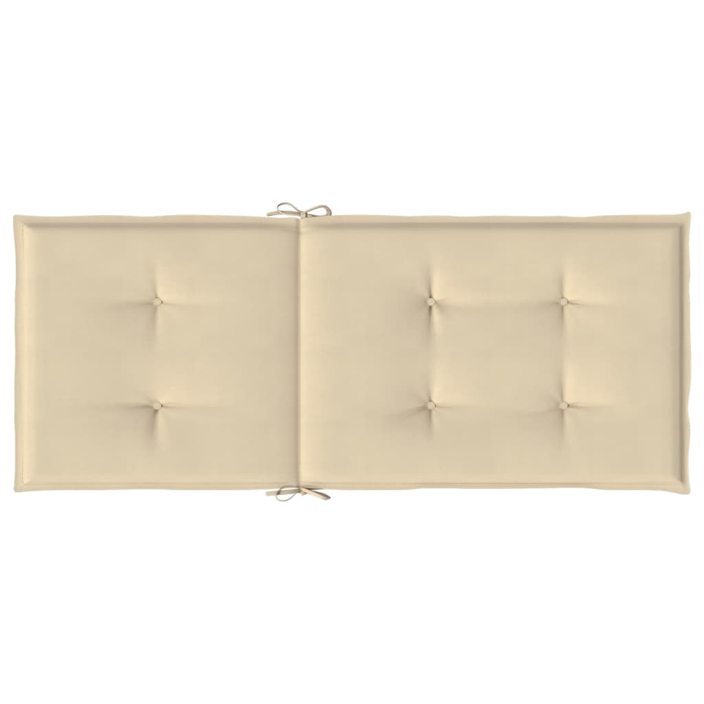Garden Highback Chair Cushions 2 pcs Beige 120x50x3 cm Fabric