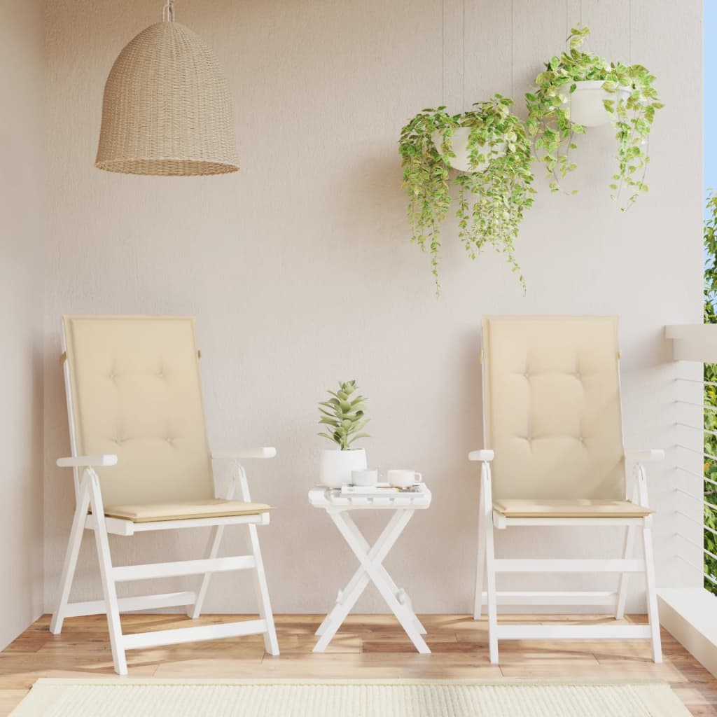 Garden Highback Chair Cushions 2 pcs Beige 120x50x3 cm Fabric