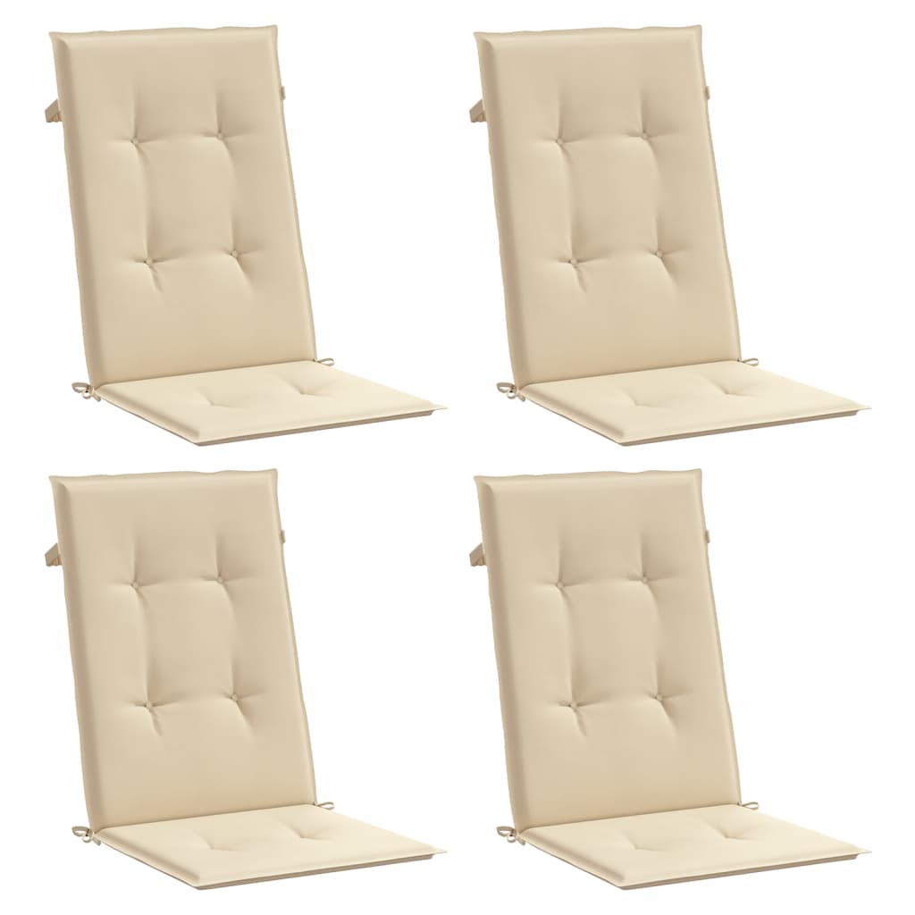 Garden Highback Chair Cushions 4 pcs Beige 120x50x3 cm Fabric