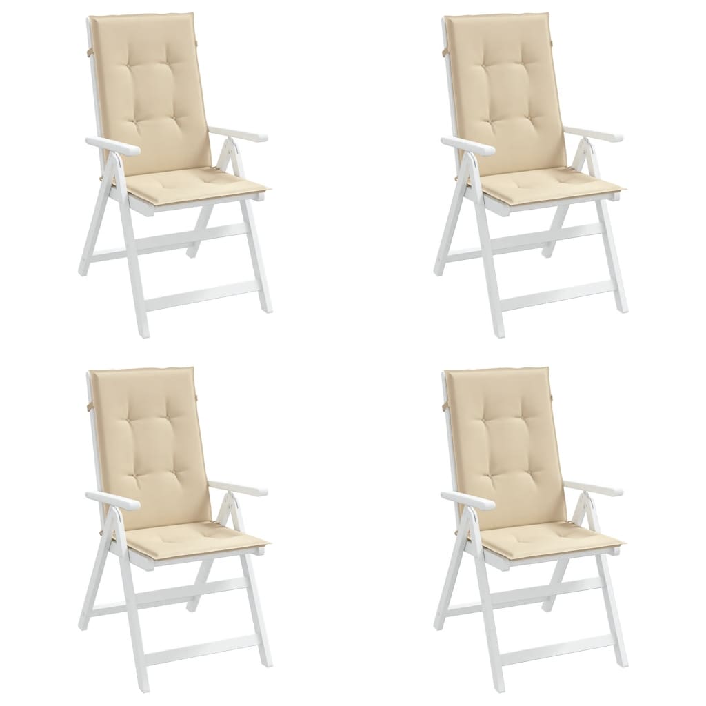 Garden Highback Chair Cushions 4 pcs Beige 120x50x3 cm Fabric